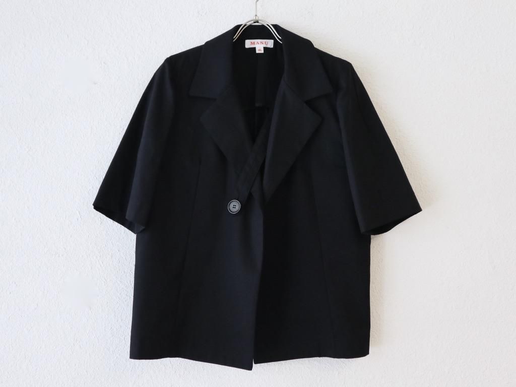 MASU HALF SLEEVE COTTON JACKET-BLACK - テーラードジャケット