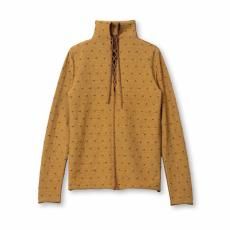 TAN / OSTRICH PATTERN KNIT LACE-UP TOP