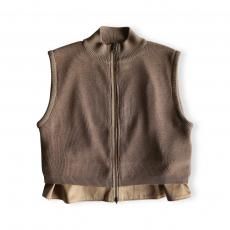 TAN / REVERSIBLE KNIT&SATIN VEST