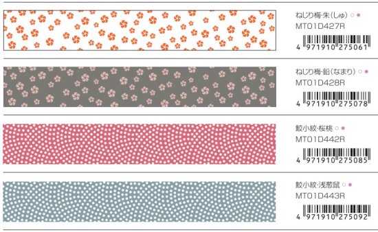 mt マスキングテープ deco 麻の葉・花菱・組亀甲・むじな菊・雪輪