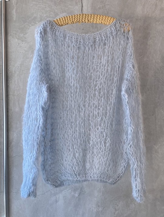 TOFFS - Powder Blue hand knitted mohair fishnet sweater《Made in