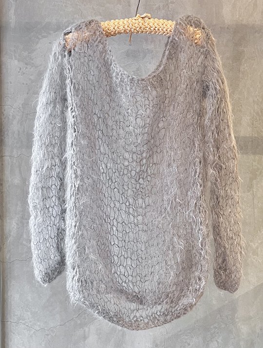 TOFFS - Gray hand knitted mohair fishnet sweater《Made in France》 -  birthdeath online store