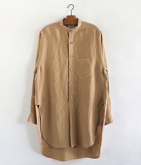  ANACHRONORM Rayon Linen Poplin Band Collar Pyjamas Shirt [CINNAMON]