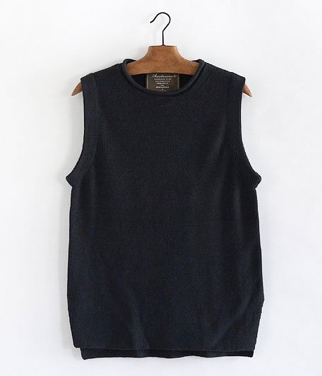  ANACHRONORM Silk Cotton Rib Sweater Vest [BLACK NAVY]