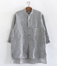  ANACHRONORM Linen Stripe Band Collar Shirt [STRIPE]