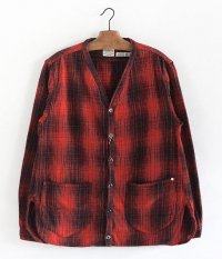  ANACHRONORM Ombre Plaid Shirt-Cardigan [REDBLACK]