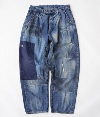  ANACHRONORM Damaged Nep Denim Wide Tuck Trousers [INDIGO]