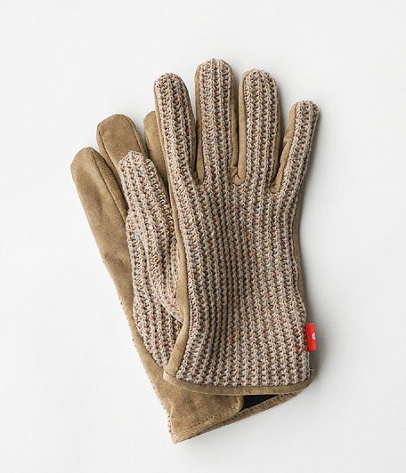  ANACHRONORM Suede Knit Mix Glove By ISLAND KNIT WORKS [BEIGE]