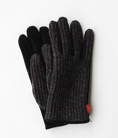  ANACHRONORM Suede Knit Mix Glove By ISLAND KNIT WORKS [BLACK]