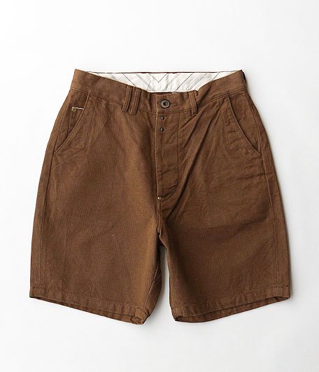  ANACHRONORM Cotton Herringbone Wide Trouser Shorts [HAVANA BROWN]
