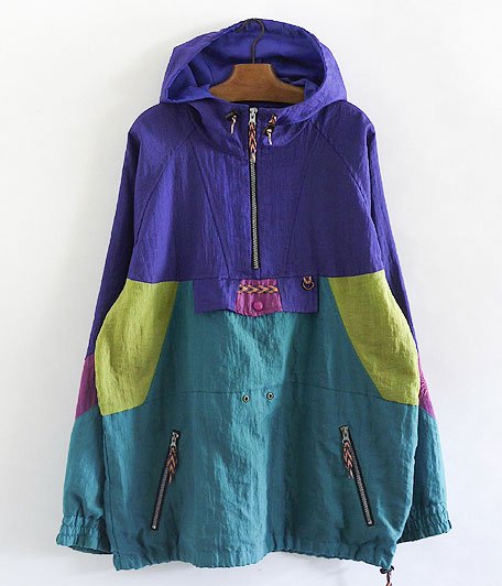 90sHelly Hansen アノラック ナイロンジャケット　緑×紫　ラグラン