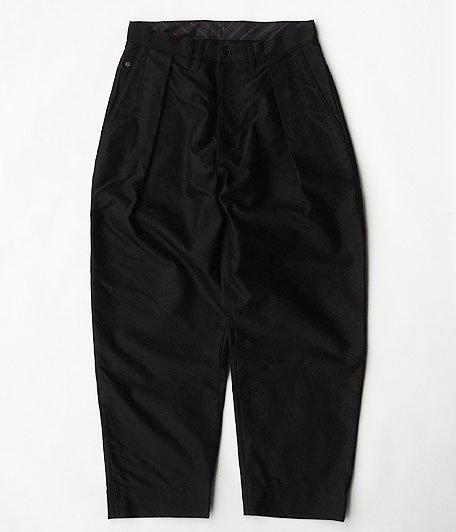  ANACHRONORM Giza Moleskin Tuck Trousers [BLACK]