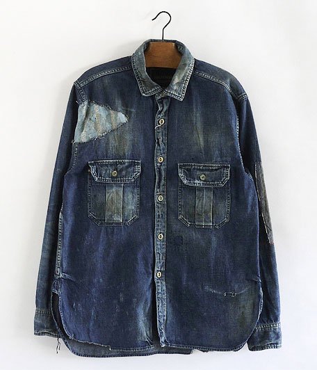  ANACHRONORM Damaged Denim Work Shirt [INDIGO]