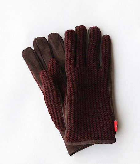  ANACHRONORM Suede Knit Mix Glove [WINE]