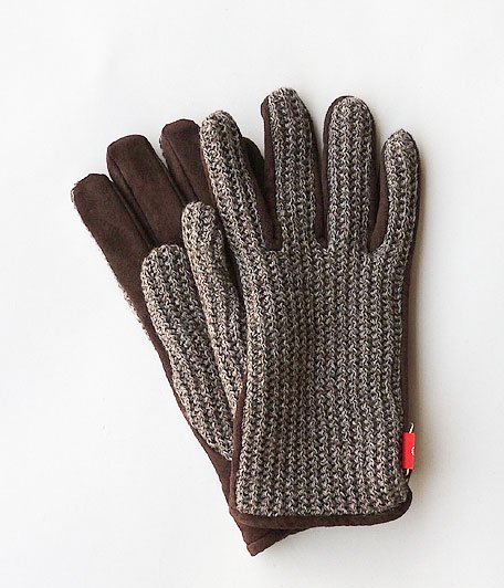  ANACHRONORM Suede Knit Mix Glove [MOCHA]