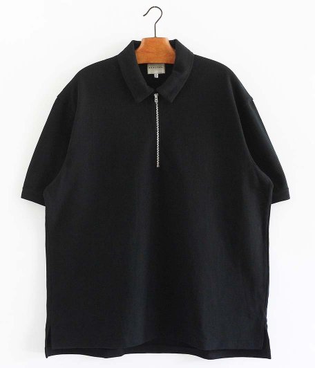  CURLY BRIGHT SS ZIP POLO [BLACK]