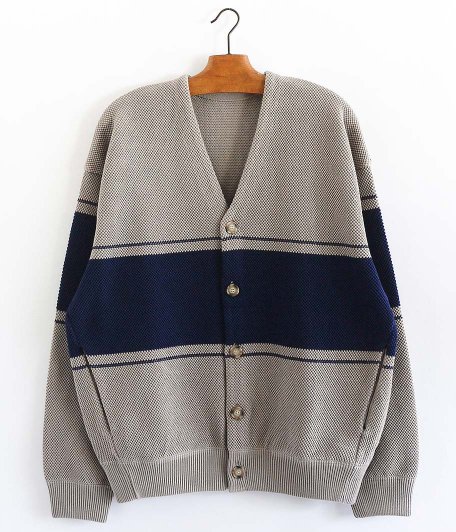 crepuscule Moss Stitch Border Cardigan [GRAY×NAVY] - Fresh Service