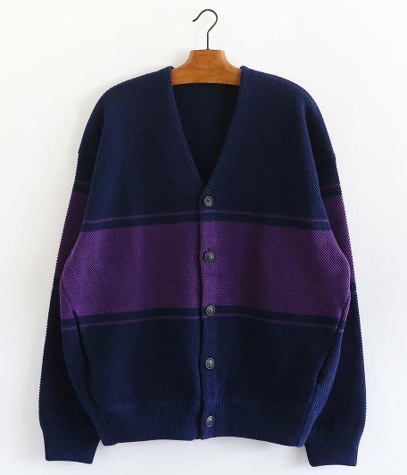 crepuscule Moss Stitch Border Cardigan [D.NAVY×PURPLE] - Fresh