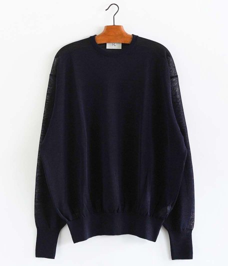  HERILL Ramie Highgauge Crewneck [NAVY]