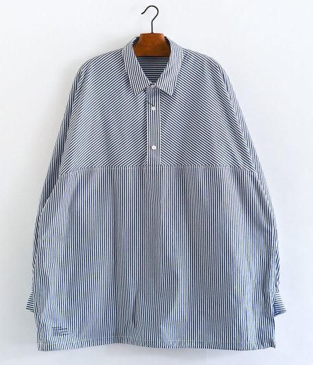 Fresh Service CORPORATE STRIPE ANORAK SHIRT [NAVY STRIPE] - Fresh