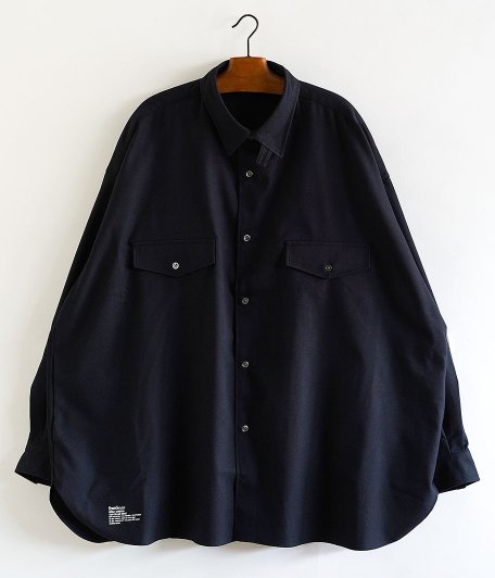  Fresh Service WOOLY STRETCH TAB-COLLAR SHIRT [DARK NAVY]