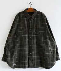  Fresh Service WOOLY STRETCH TAB-COLLAR SHIRT [GREEN CHECK]