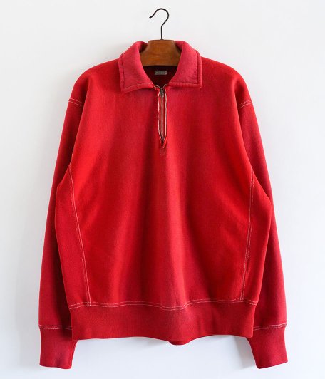 A.PRESSE Vintage Half Zip Sweatshirt [RED]