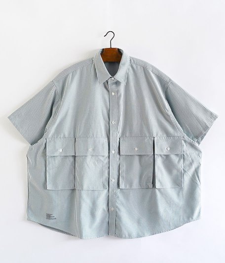  Fresh Service DRY OXFORD FLAP POCKET S/S SHIRT [GREEN STRIPE]