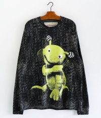  GENTLEFULLNESS Recycled Cotton LS Tee [WASHED BLACK ALIEN PUPPET]