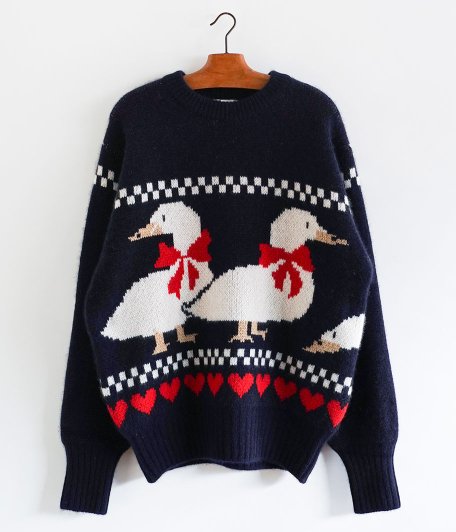  HERILL Cashmere Jacquard Sweater AHIRU [NAVY]