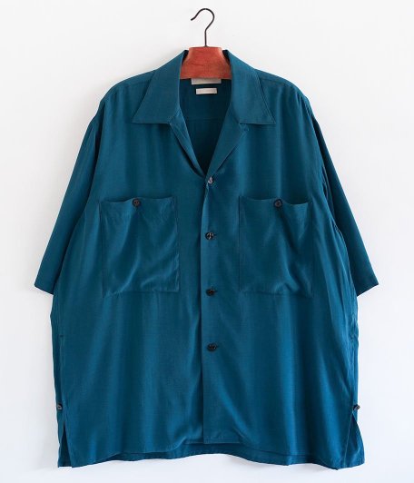  YOKE OPEN COLLAR SHIRT [PEACOCK BLUE]