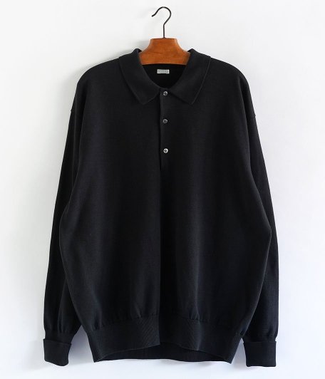 A.PRESSE Cotton Knit L/S Polo Shirts [BLACK] - Fresh Service ...