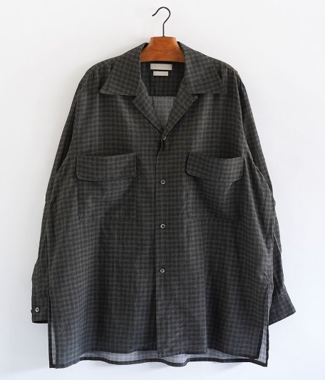  YOKE PIXEL LOW PLAID OPEN COLLAR SHIRT [CHARCOAL]