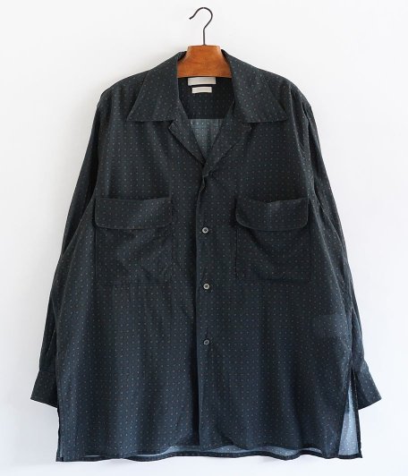  YOKE PIXEL LOW PLAID OPEN COLLAR SHIRT [NAVY]