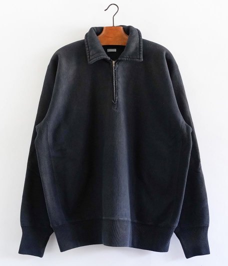  A.PRESSE Vintage Half Zip Sweat Shirt [BLACK]