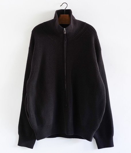  YOKE 3/4 FRONT ZIP HIGHNECK RIB SWEATER [DARK BROWN]