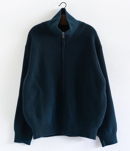  YOKE 3/4 FRONT ZIP HIGHNECK RIB SWEATER [GREEN]