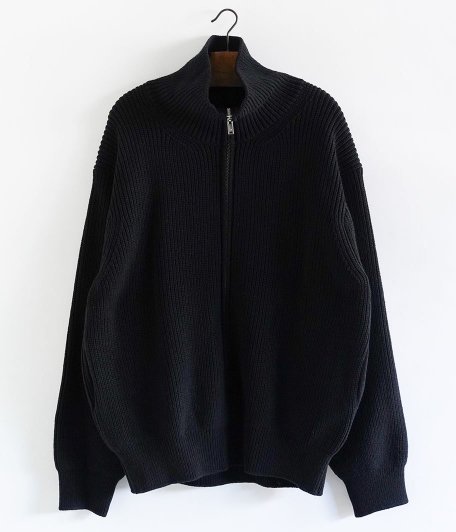  YOKE 3/4 FRONT ZIP HIGHNECK RIB SWEATER [BLACK]