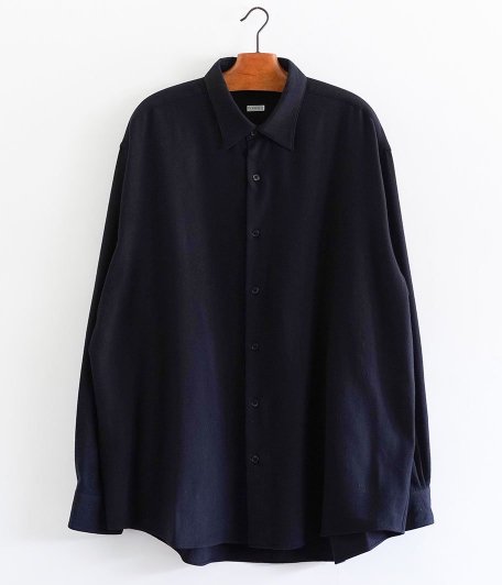  A.PRESSE Wool Regular Collar Shirt  [NAVY]
