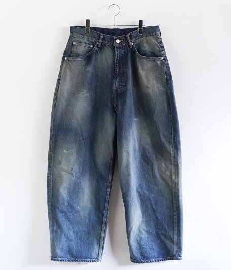  ANCELLM AGING WIDE 5P DENIM PANTS [INDIGO]