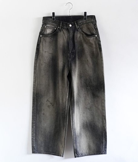  ANCELLM AGING WIDE 5P DENIM PANTS [BLACK]