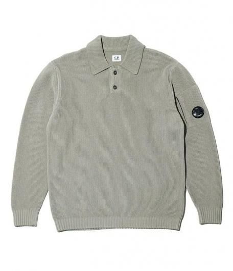 C.P. COMPANY COTTON CHENILLE POLO SWEATER [FALLEN ROCK] - Fresh