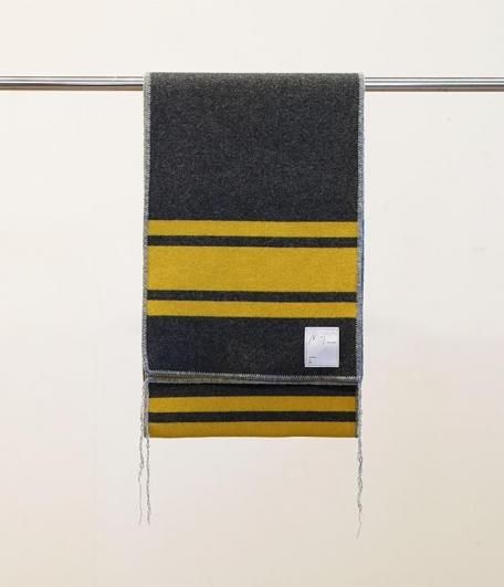 ANCELLM WOOL BLANKET SCARF EX [GRAY×YELLOW] - Fresh Service