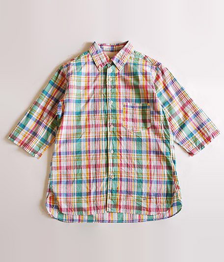  ANACHRONORM clothing Madras Regular Fit 1/2 Sleeve B.D Shirt ORANGE PL