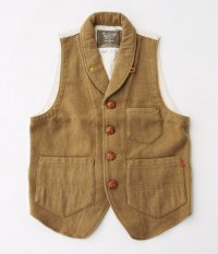  ANACHRONORM Clothing Shawl Collar Melton Vest[BEIGE]