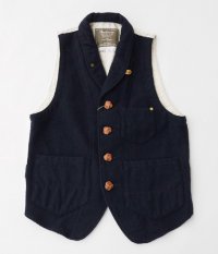  ANACHRONORM Clothing Shawl Collar Melton Vest[NAVY]