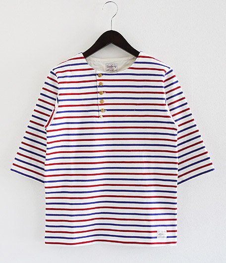  ANACHRONORM Clothing Tilted Henly Neck 3/4 T-Shirt [WHITE]