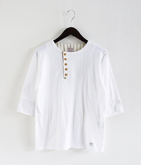  ANACHRONORM Clothing Tilted Henly Neck 3/4 T-shirt [WHITE]