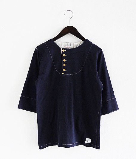  ANACHRONORM Clothing Tilted Henly Neck 3/4 T-shirt [NAVY]