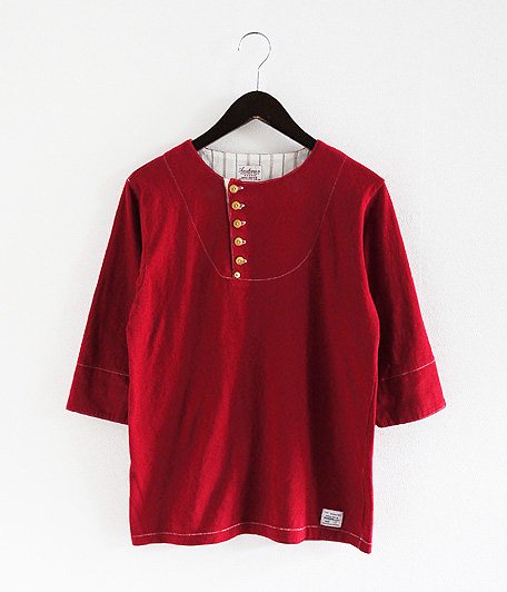  ANACHRONORM Clothing Tilted Henly Neck 3/4 T-shirt [RED]